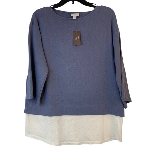 PureJill Bluebell Tunic Top Layered Look 3/4 Sleeves Cotton Blend S NWT 10000 - Picture 8 of 11